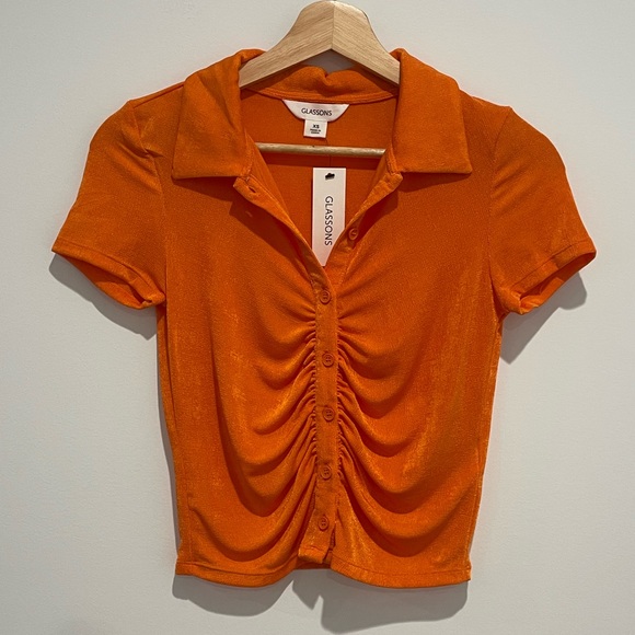 NWT! 🧡 Ruched Button Front Shortsleeve Top 🧡 HOST PICK ✨✨✨✨✨ - Picture 12 of 16